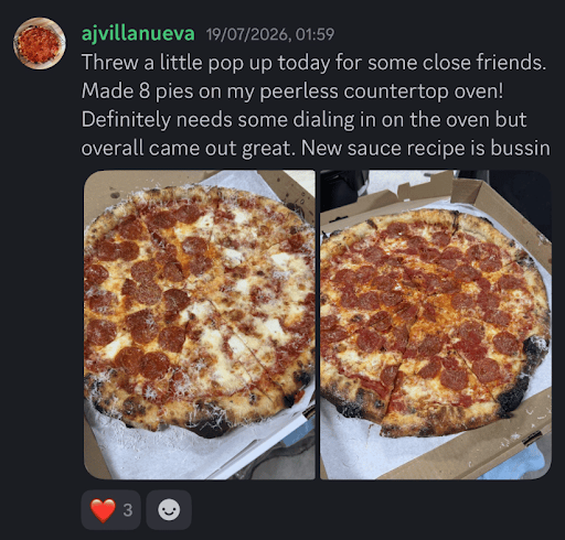 AJ's homemade pizza